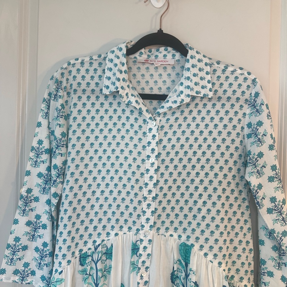 Tuckernuck Ro’s Garden Deauville Cotton Drop Waist Button Up Dress, Size XS - Picture 7 of 10